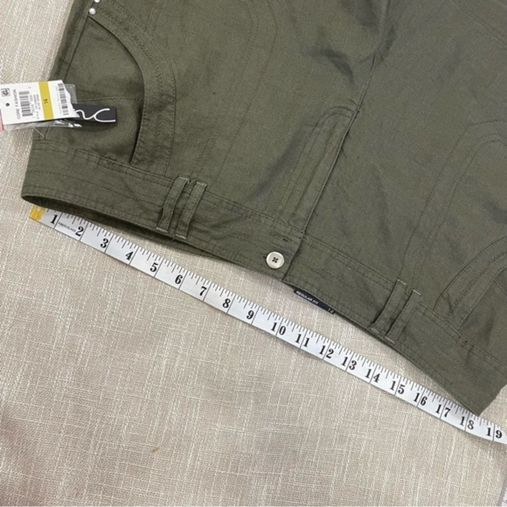 NWT INC Olive Regular Fit Linen Shorts Size 14 - Picture 5 of 7